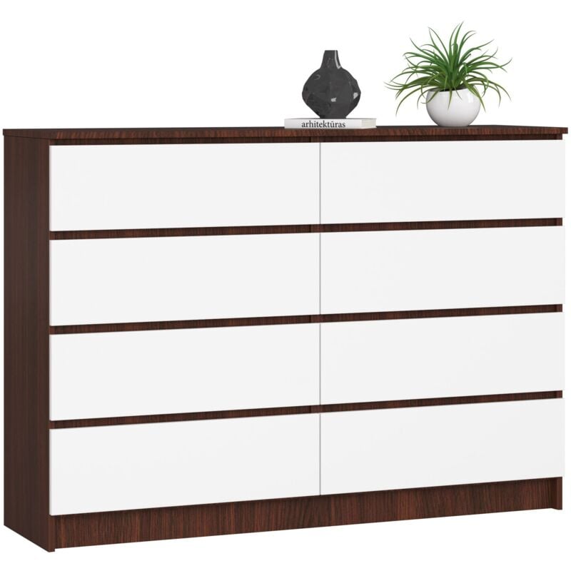 foto del prodotto cassettiera akord k140 weng 138 cm 8 cassetti inserto frontale bianco 138x40x99 cm