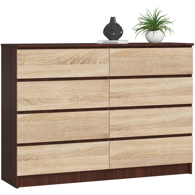 foto del prodotto cassettiera akord k140 weng 138 cm 8 cassetti inserto frontale sonoma quercia 138x40x99 cm
