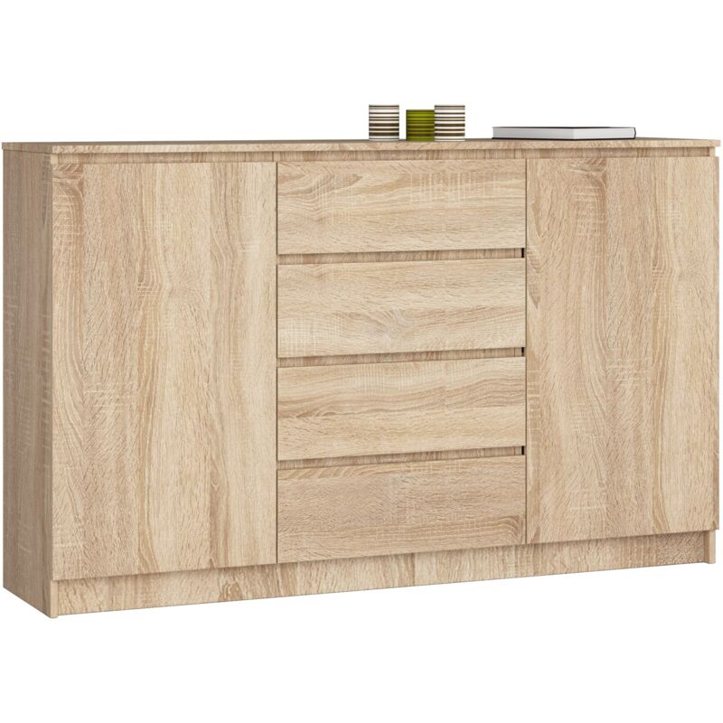 foto del prodotto cassettiera akord k160 sonoma quercia 160 cm 2 ante 4 cassetti 160x40x99 cm