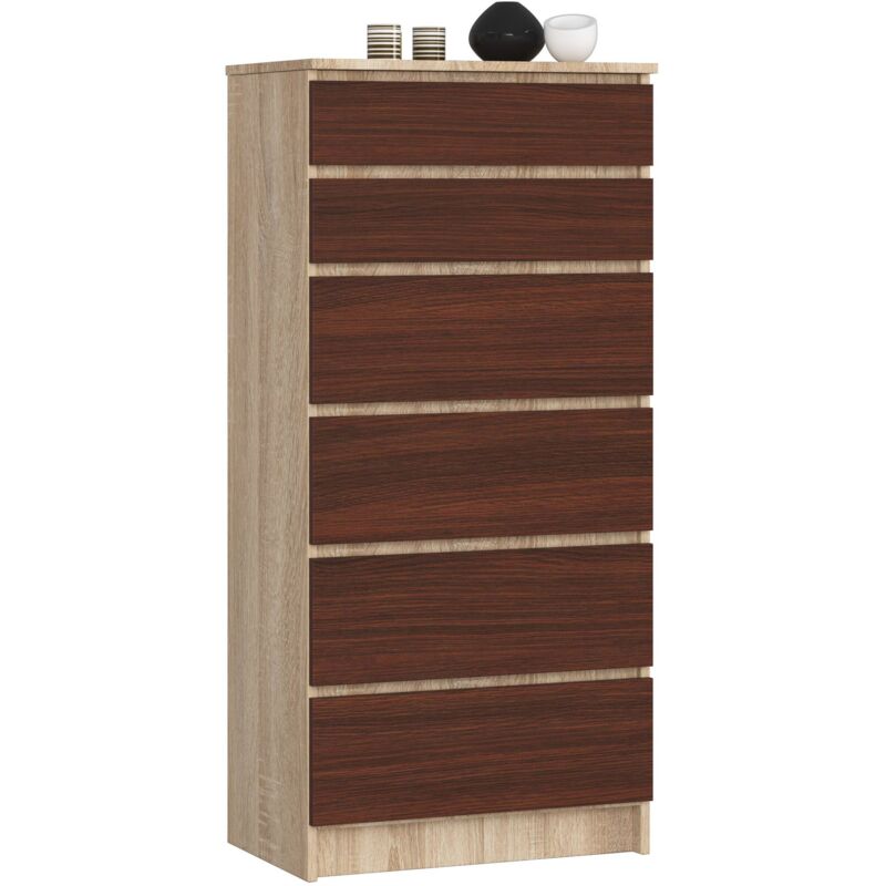foto del prodotto cassettiera akord k60 cassettiera sonoma quercia 60 cm 6 cassetti inserto frontale weng 60x40x130 cm