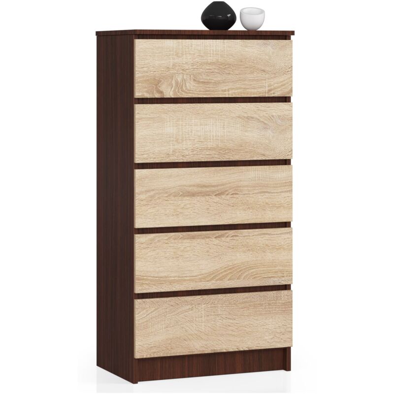 foto del prodotto cassettiera akord k60 cassettiera weng 60 cm 5 cassetti inserto frontale sonoma quercia 60x40x121 cm