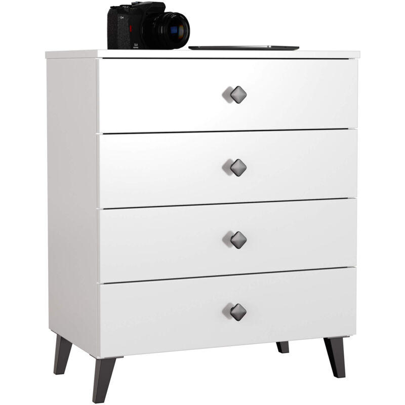 foto del prodotto cassettiera akord mobi color bianco con 4 cassetti l60 x h73 x p37 cm