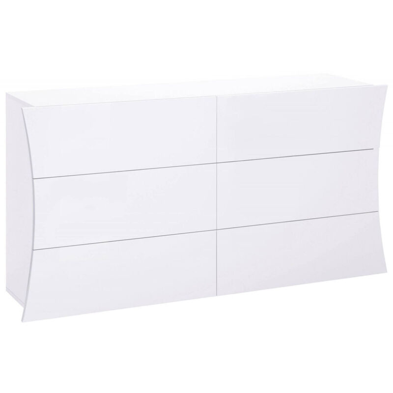 foto del prodotto cassettiera albelaziz, settimanale 6 cassetti, com per camera da letto, 100 made in italy, bianco lucido, cm 155x40h82 dmora