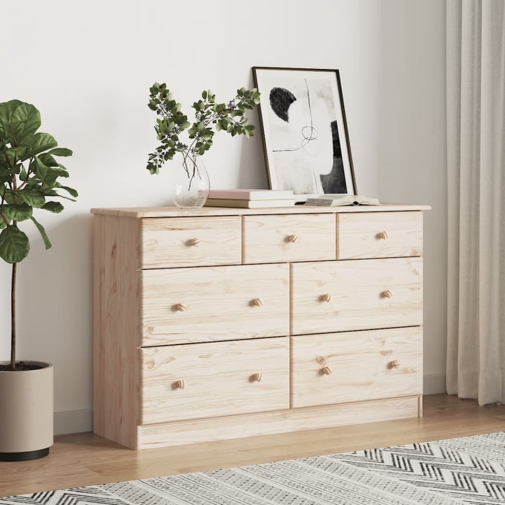 foto del prodotto cassettiera alta 112x35x73 cm in legno massello di pinocod mxl 81881
