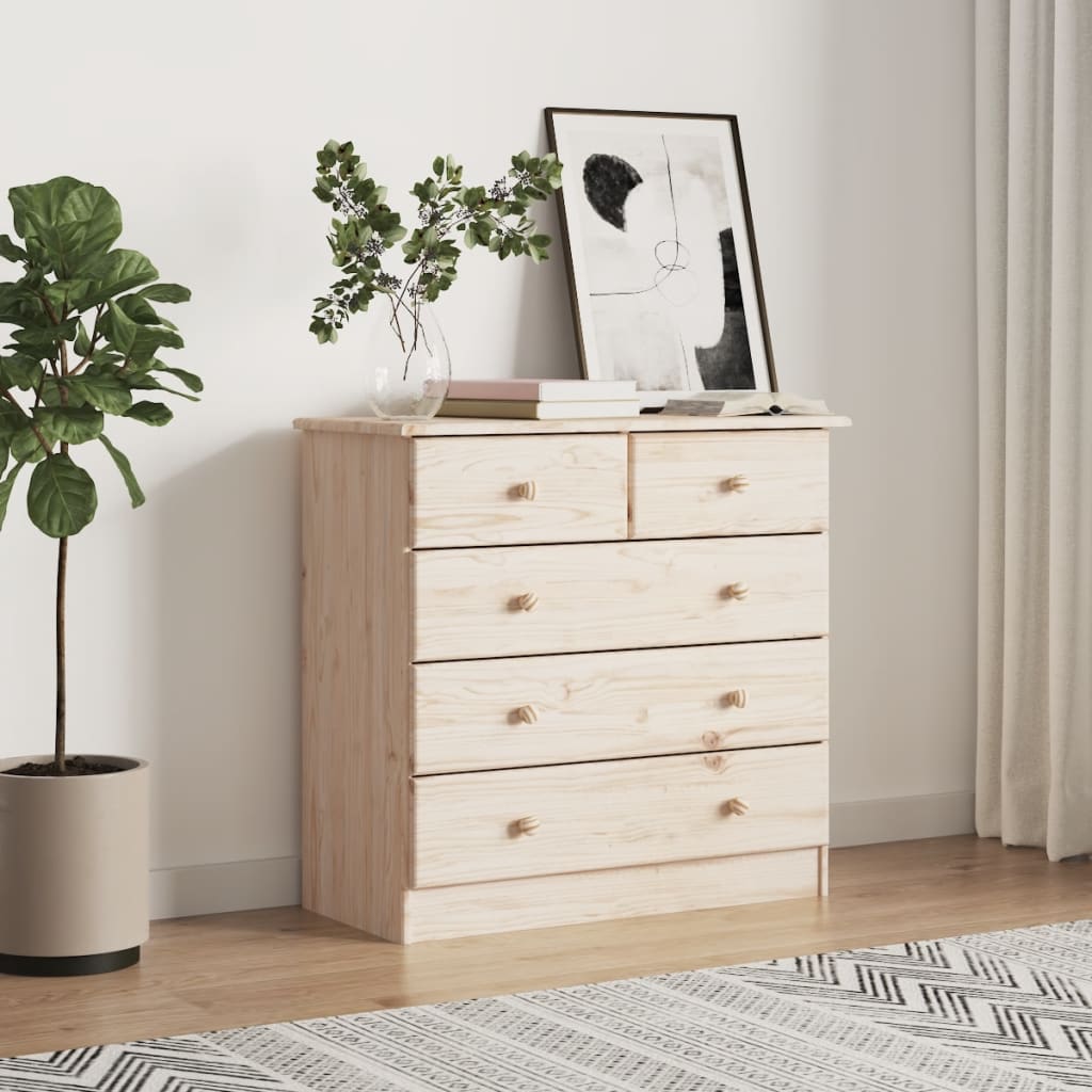 foto del prodotto cassettiera alta 77x35x73 cm in legno massello di pinocod mxl 127400