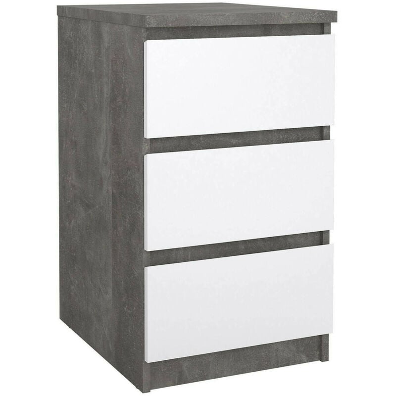 foto del prodotto cassettiera ameline, settimino multiuso, com camera da letto, mobile con cassetti, 50x40 h70 cm, cemento e bianco lucido dmora