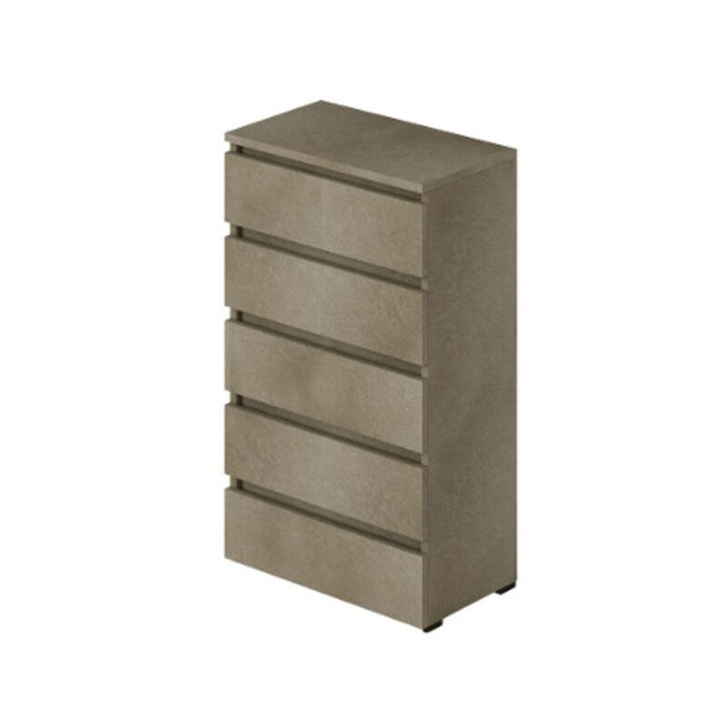 foto del prodotto cassettiera argilla con 5 cassetti in legno nobilitato.