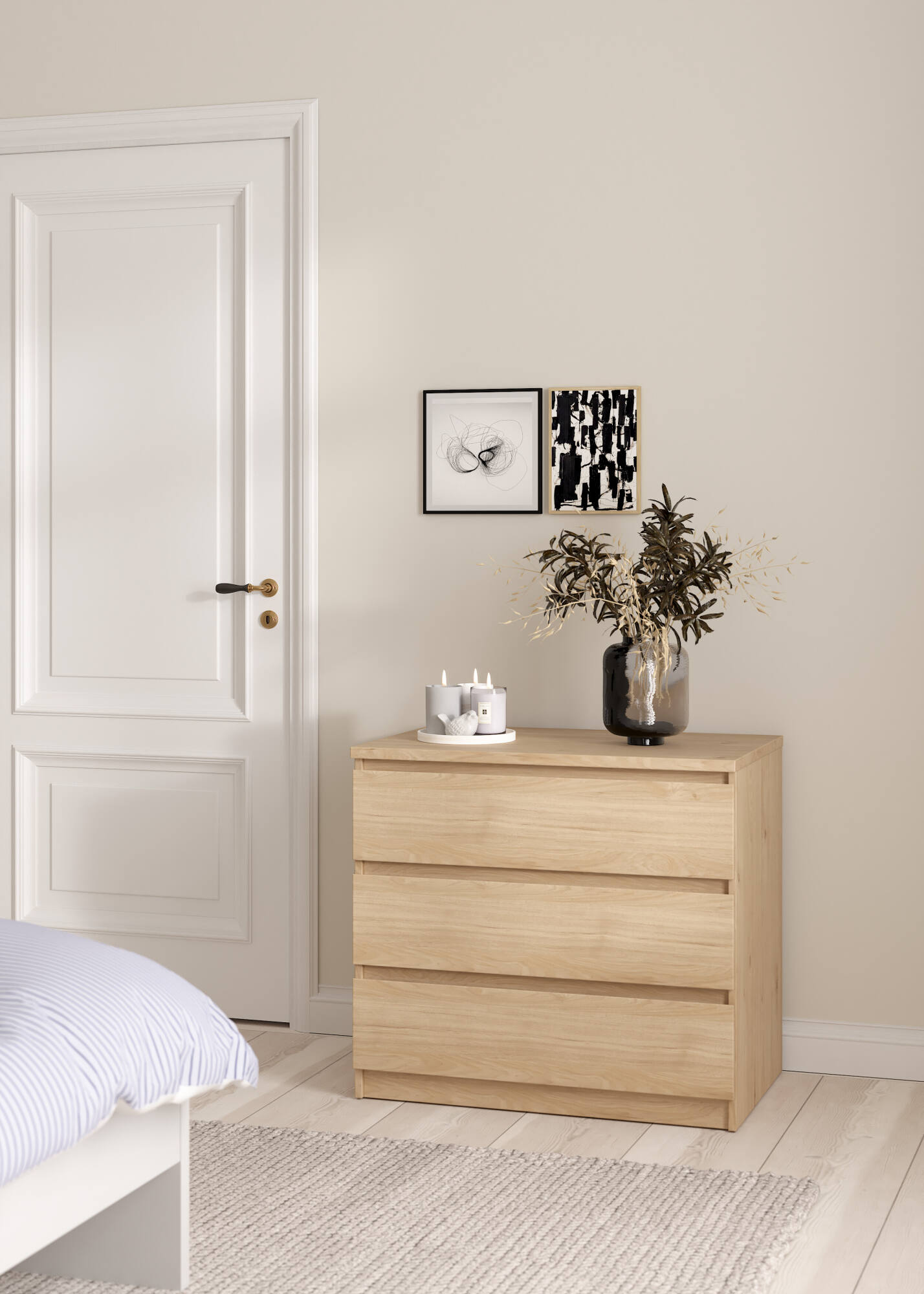 foto del prodotto cassettiera artic, settimino multiuso, com camera da letto, mobile con cassetti, 77x50 h70 cm, rovere