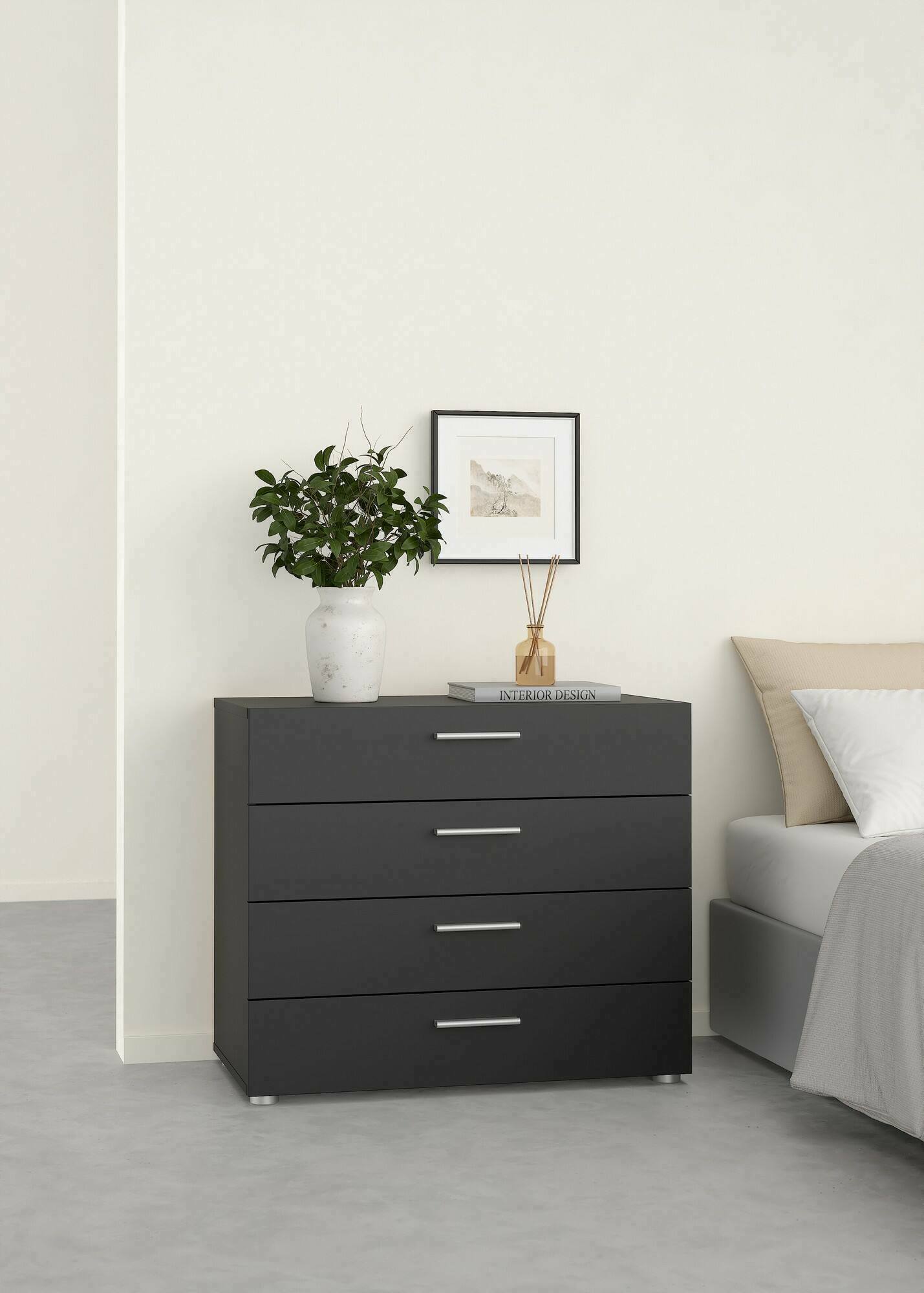 foto del prodotto cassettiera arwen, settimino multiuso, comò camera da letto, mobile con cassetti, 80x40 h68 cm, nero