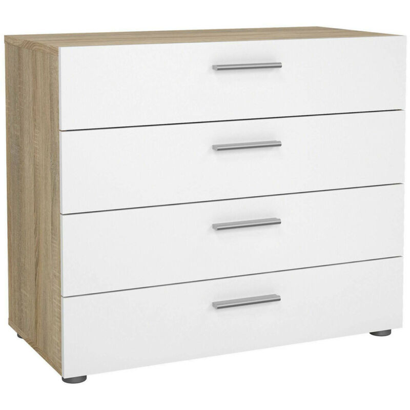 foto del prodotto cassettiera arwen, settimino multiuso, com camera da letto, mobile con cassetti, 80x40 h68 cm, quercia e bianco lucido dmora