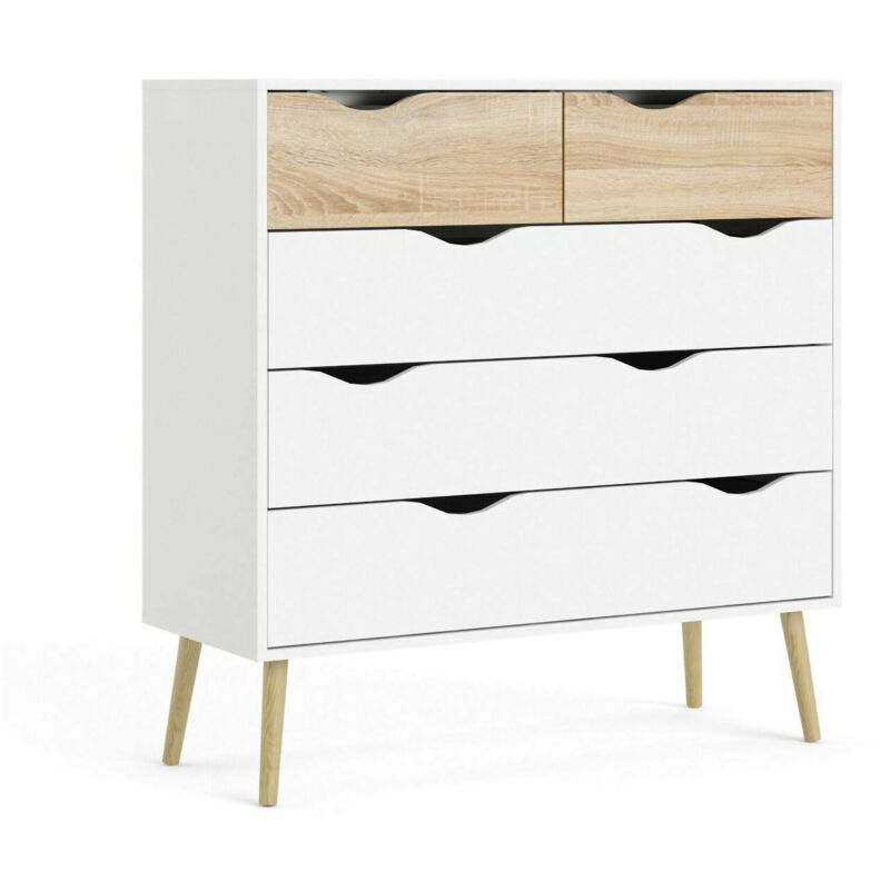 foto del prodotto cassettiera aurelio, settimino multiuso, com camera da letto, mobile con cassetti, 98x39 h100 cm, bianco e quercia dmora