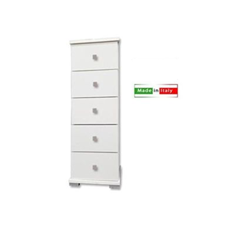 foto del prodotto cassettiera baby 5 cassetti in legno bianco 32x32x93 cm