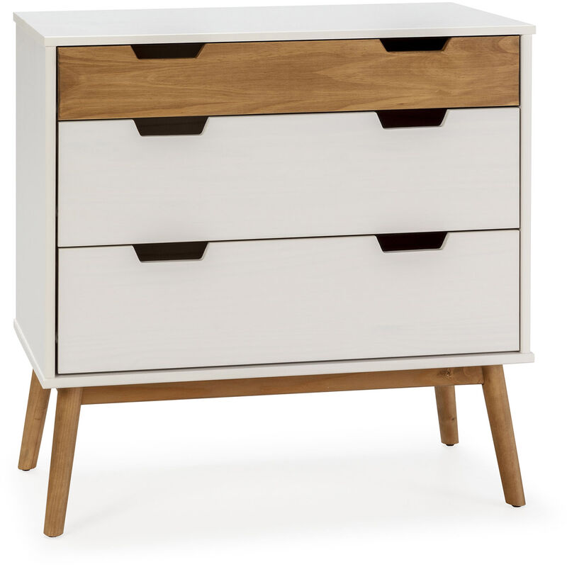 foto del prodotto cassettiera baku 3 cassetti colore bianco legno, 80 cm larghezza