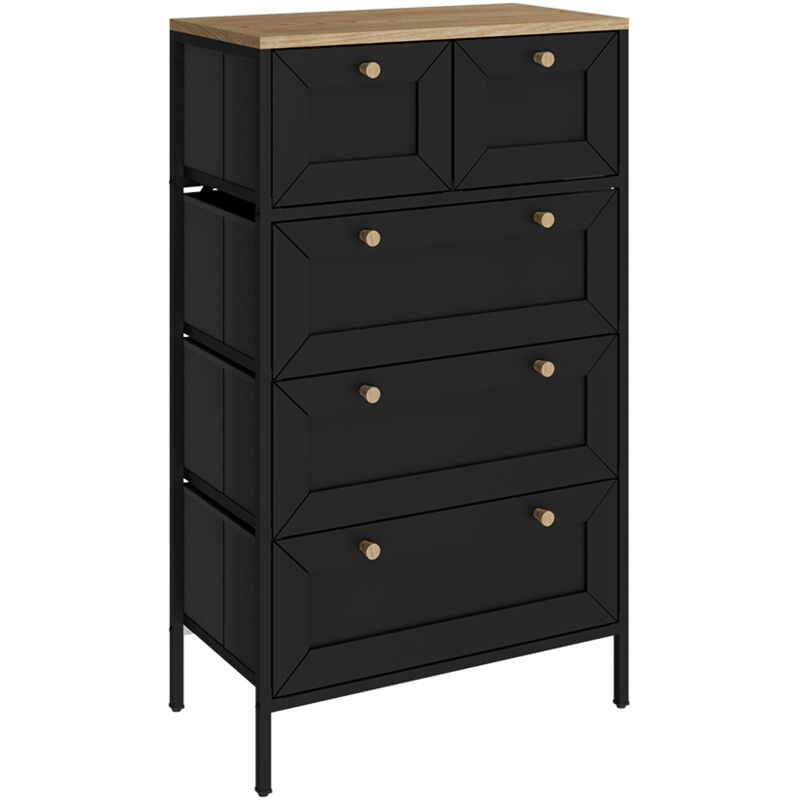 foto del prodotto cassettiera belaro, nero, 56 x 95 cm con 5 cassetti vicco