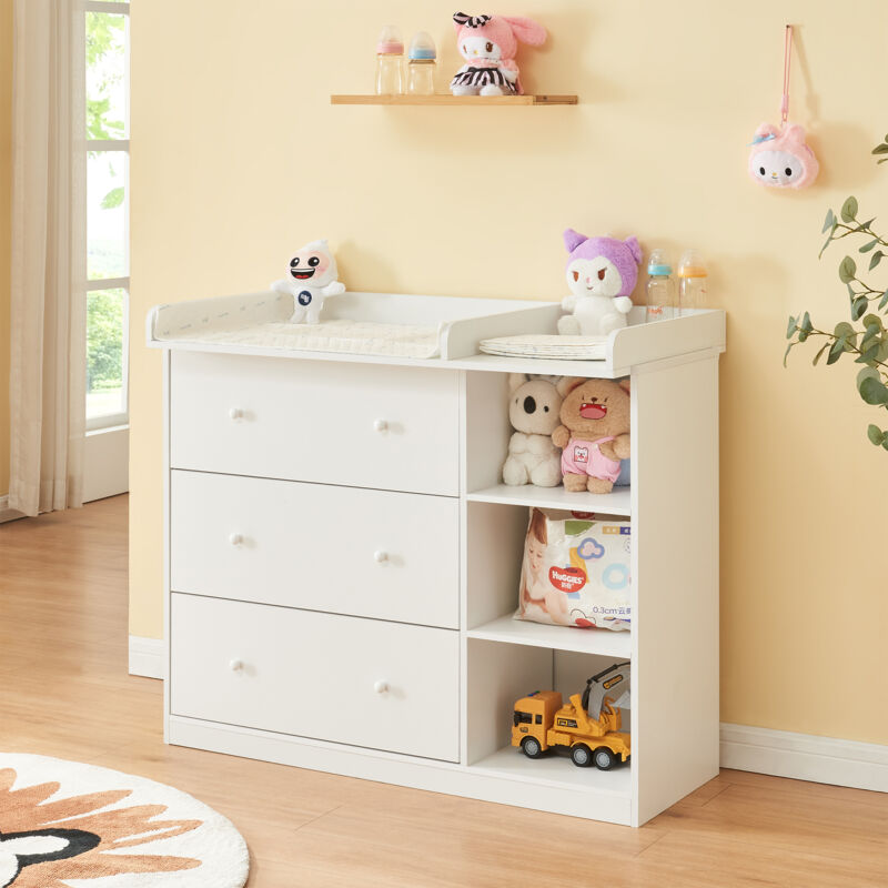 foto del prodotto cassettiera beldinupp con piano fasciatoio rimovibile 93 x 110 x 55 cm - bianco [en.casa]