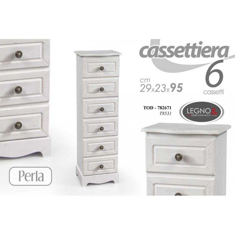 foto del prodotto cassettiera bianca da camera settimino stretto cm 29 x 23 x 95 h