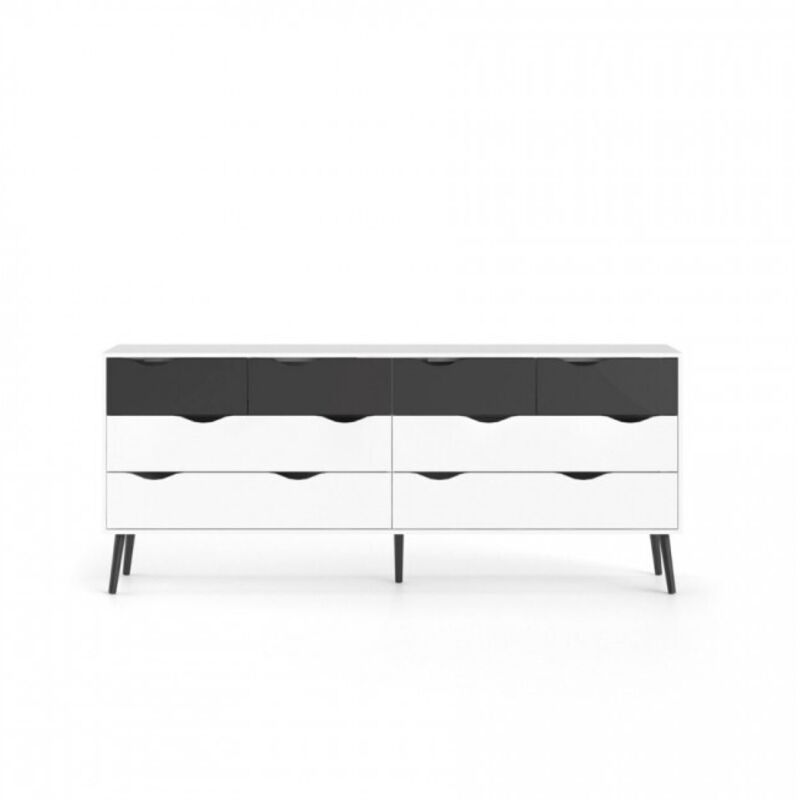 foto del prodotto cassettiera bianco e nero opaco con otto cassetti 196 x 82h cm gladiolo