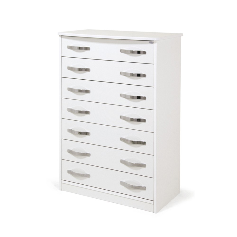 foto del prodotto cassettiera bianco frassinato in legno nobilitato con 7 cassetti h111x76x42 cm