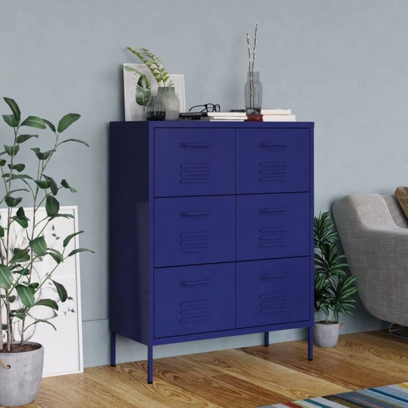 immagine 0 del prodotto cassettiera blu marino 80x35x101,5 cm in acciaio vidaxl
