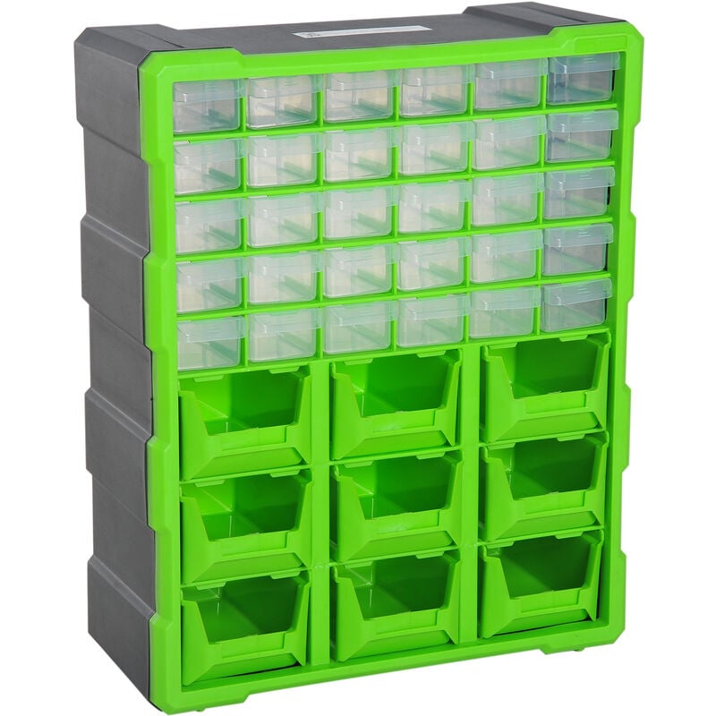 foto del prodotto cassettiera box porta minuteria verde con 30 cassetti e 9 scatole durhand