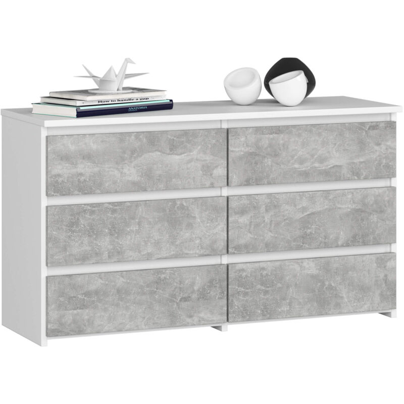 foto del prodotto cassettiera cl100 compatta akord bianca 100 cm 6 cassetti inserto frontale cemento 100x35x57 cm
