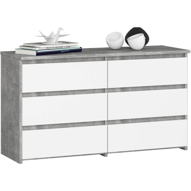 foto del prodotto cassettiera cl100 compatta akord cemento 100 cm 6 cassetti inserto frontale bianco 100x35x57 cm