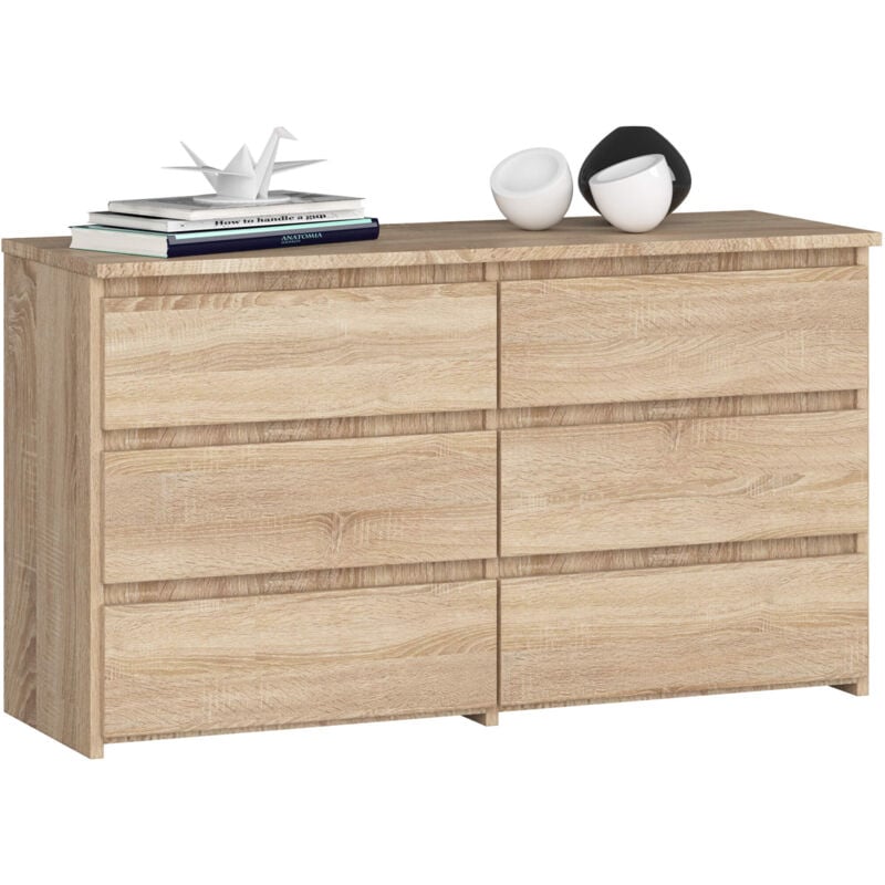 foto del prodotto cassettiera cl100 compatta akord sonoma quercia 100 cm 6 cassetti 100x35x57 cm