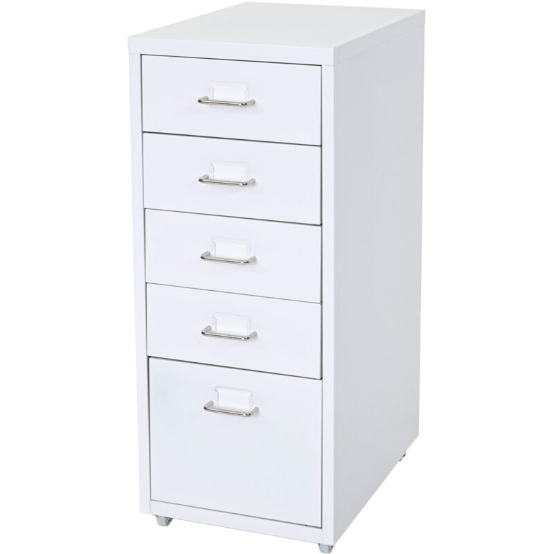 foto del prodotto cassettiera classificatore ufficio mobile boston t851 con ruote 5 cassetti 69x28x41cm bianco