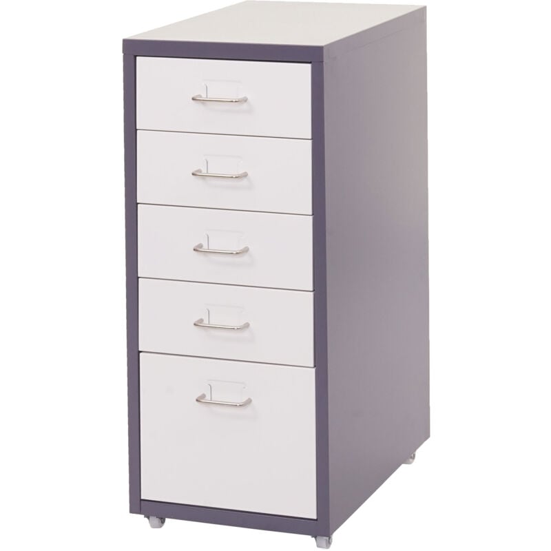 foto del prodotto cassettiera classificatore ufficio mobile boston t851 con ruote 5 cassetti 69x28x41cm grigio scuro cassetti bianco