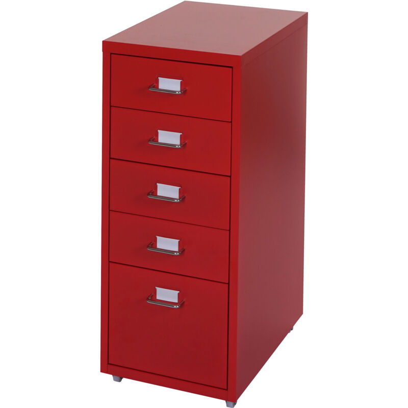 foto del prodotto cassettiera classificatore ufficio mobile boston t851 con ruote 5 cassetti 69x28x41cm rosso