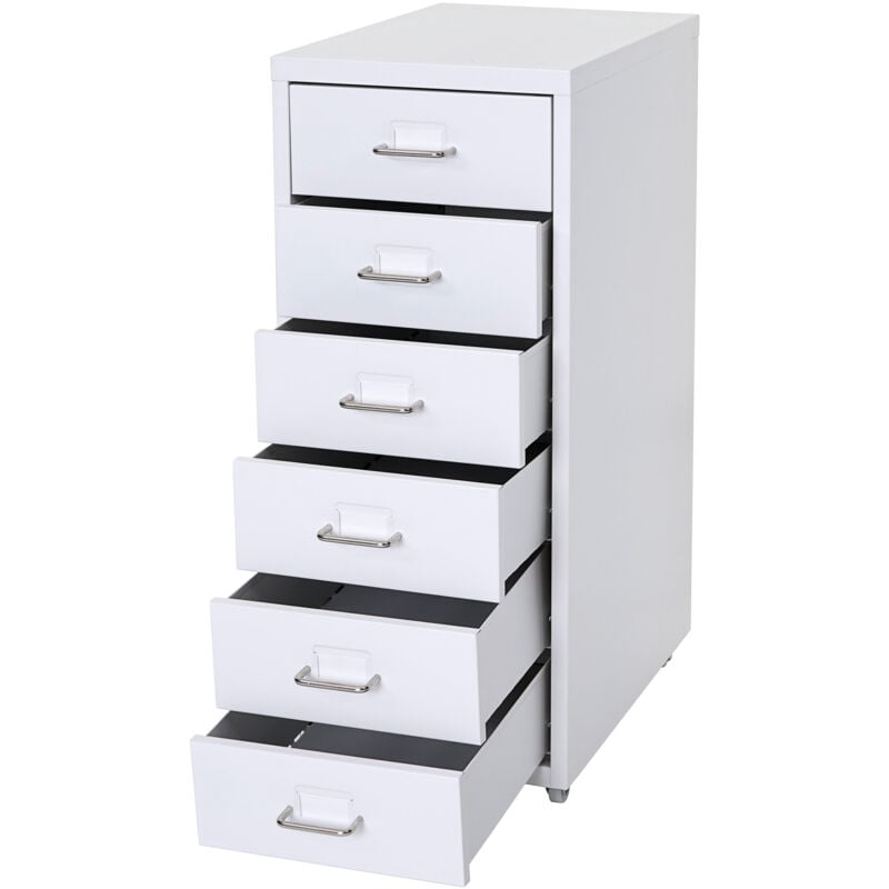 foto del prodotto cassettiera classificatore ufficio mobile boston t851 con ruote 6 cassetti 69x28x41cm bianco