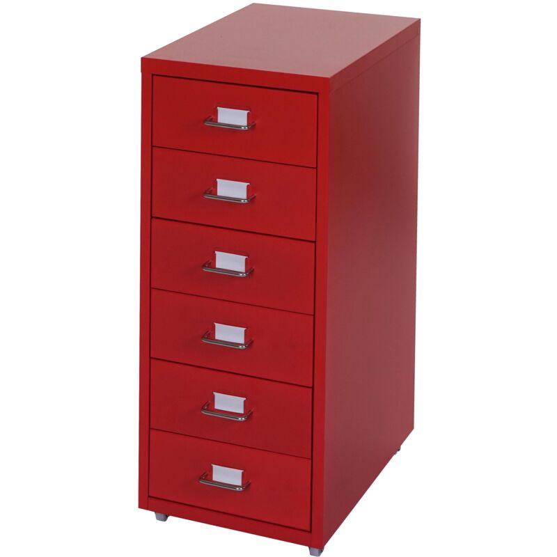 foto del prodotto cassettiera classificatore ufficio mobile boston t851 con ruote 6 cassetti 69x28x41cm rosso