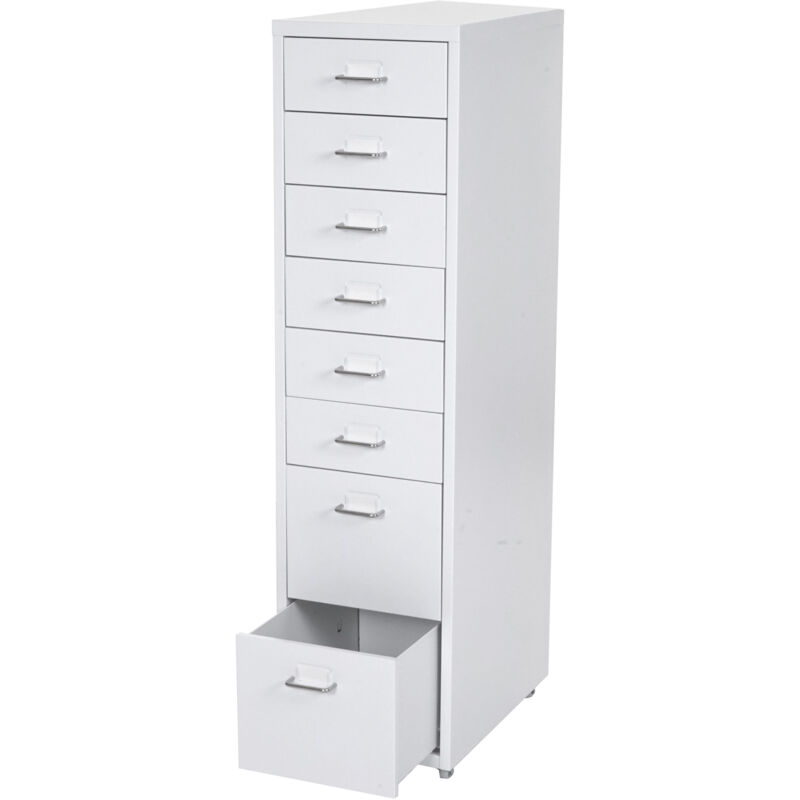 foto del prodotto cassettiera classificatore ufficio mobile boston t851 con ruote 8 cassetti 110x28x41cm bianco