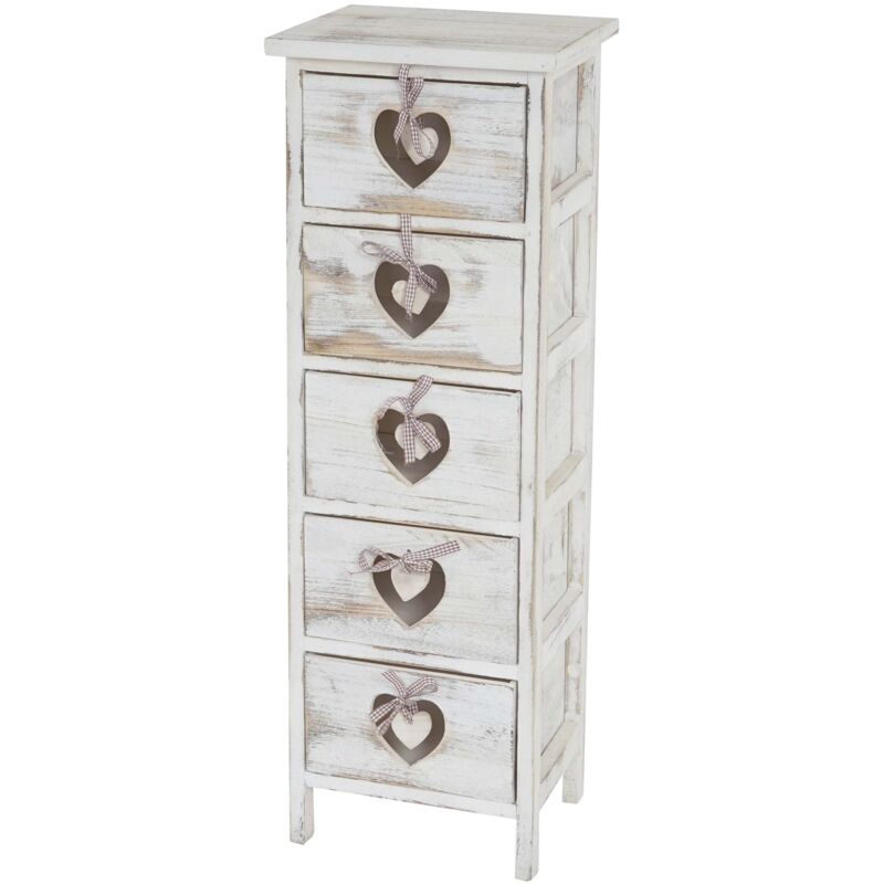 foto del prodotto cassettiera comodino shabby vintage forli legno di paulonia bianco 25x29x86cm 5 cassetti