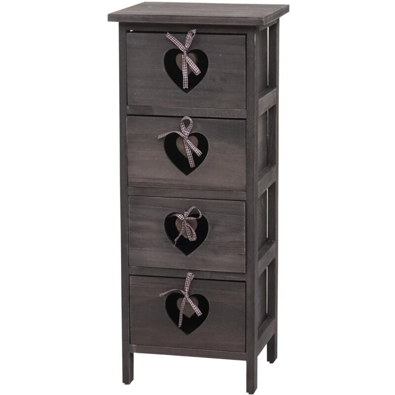 foto del prodotto cassettiera comodino shabby vintage forli legno di paulonia grigio marrone 25x29x70cm 4 cassetti