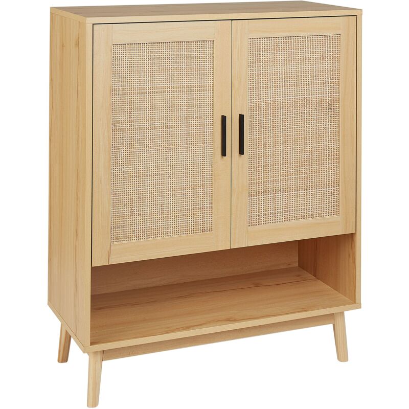 foto del prodotto cassettiera con 2 ante in rattan marrone chiaro stile stile boho soggiorno camera da letto