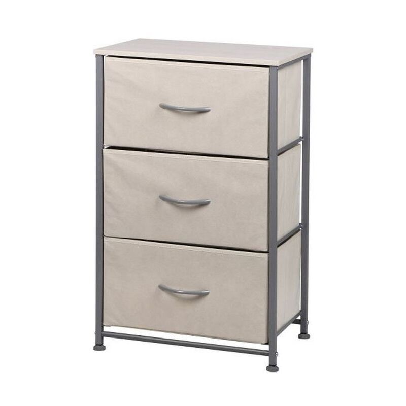foto del prodotto cassettiera con 3 cassetti brisbane con piano in mdf, cassetti in tnt e struttura in metallo 45x30cm h70cm