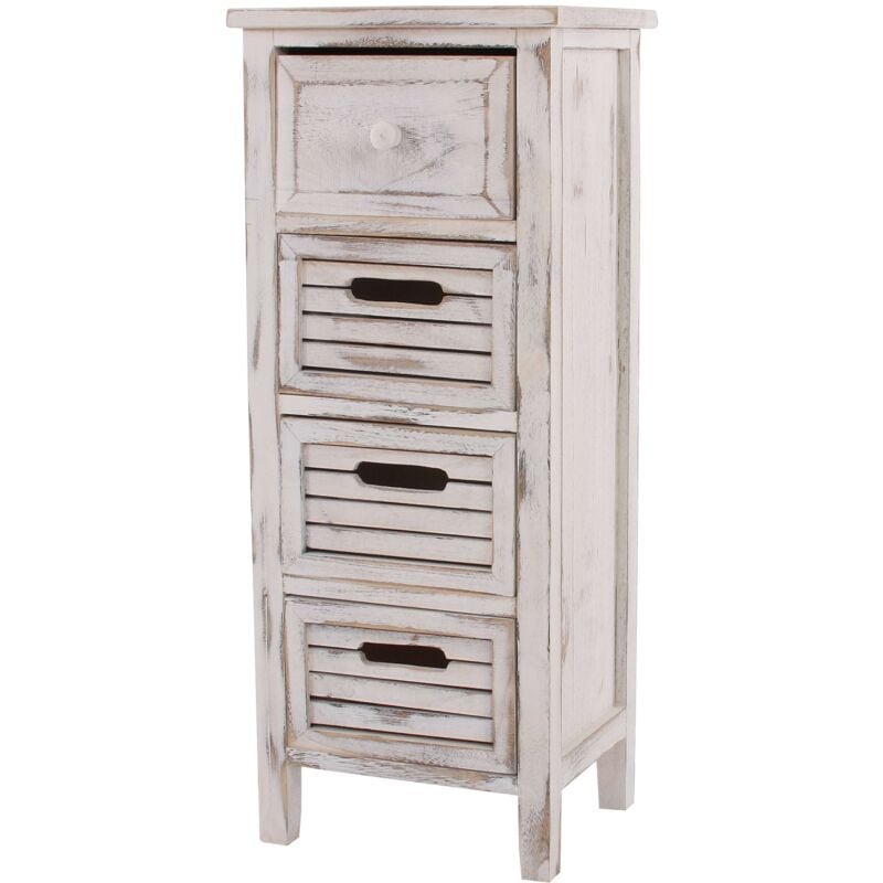 foto del prodotto cassettiera con 4 cassetti 74x30x25 cm aspetto vintage bianco 040006534