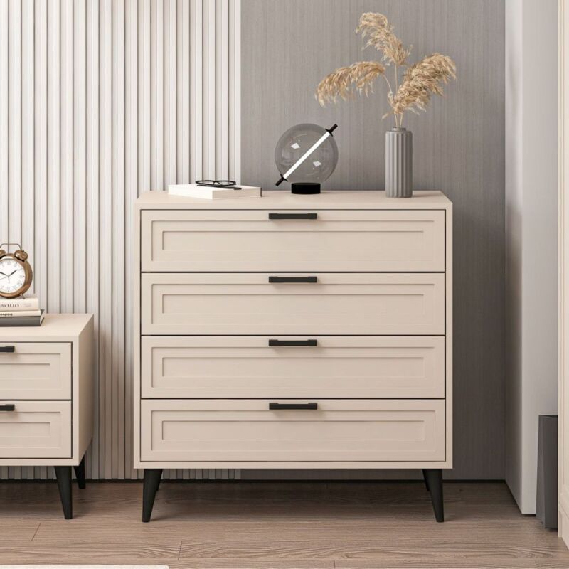 foto del prodotto cassettiera con 4 cassetti colore cashmere e piedi neri 90x45x90h cm styril