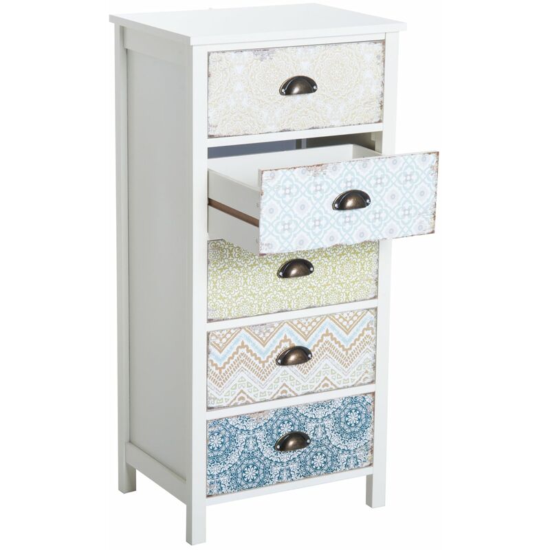 foto del prodotto cassettiera con 5 cassetti 46x34x97,5 cm in mdf bianco