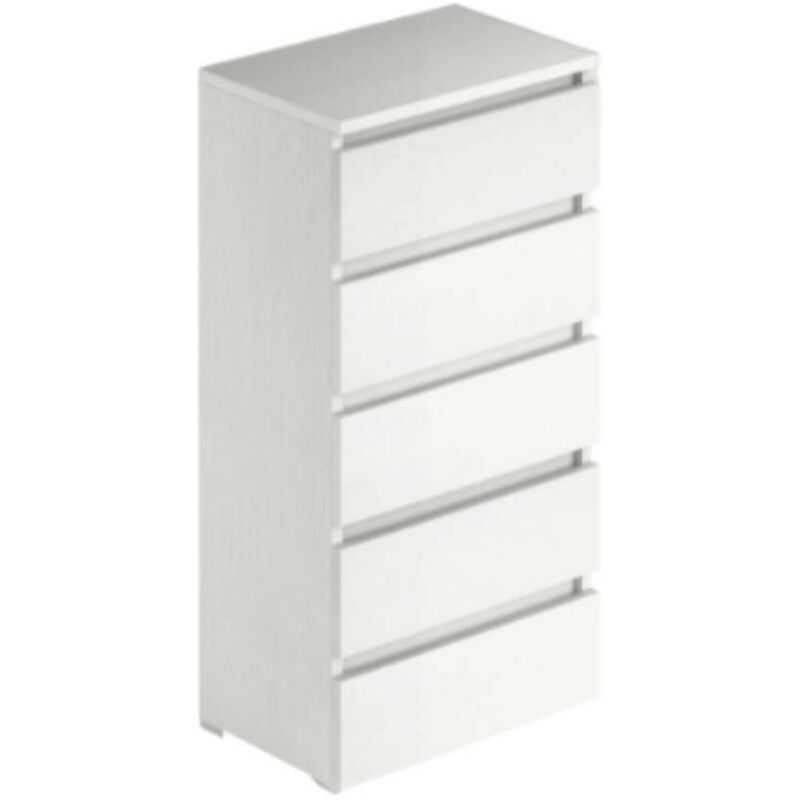 foto del prodotto cassettiera con 5 cassetti colore bianco frassinato 47x127h cm montata