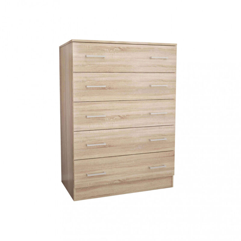 foto del prodotto cassettiera con 5 cassetti in truciolare cm 80x45x111 vance colore quercia chiaro