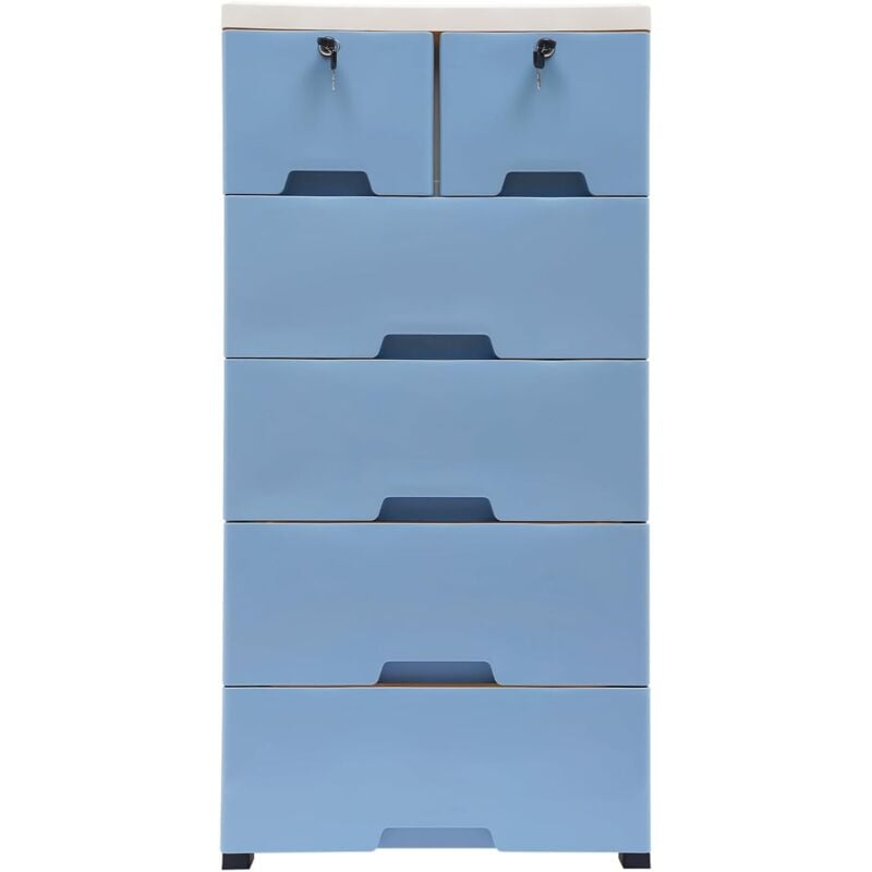 foto del prodotto cassettiera con 6 cassetti e 4 ruote, per la casa, adatta per armadi, camera da letto, cameretta dei bambini, sala giochi, ingressi, colore blu