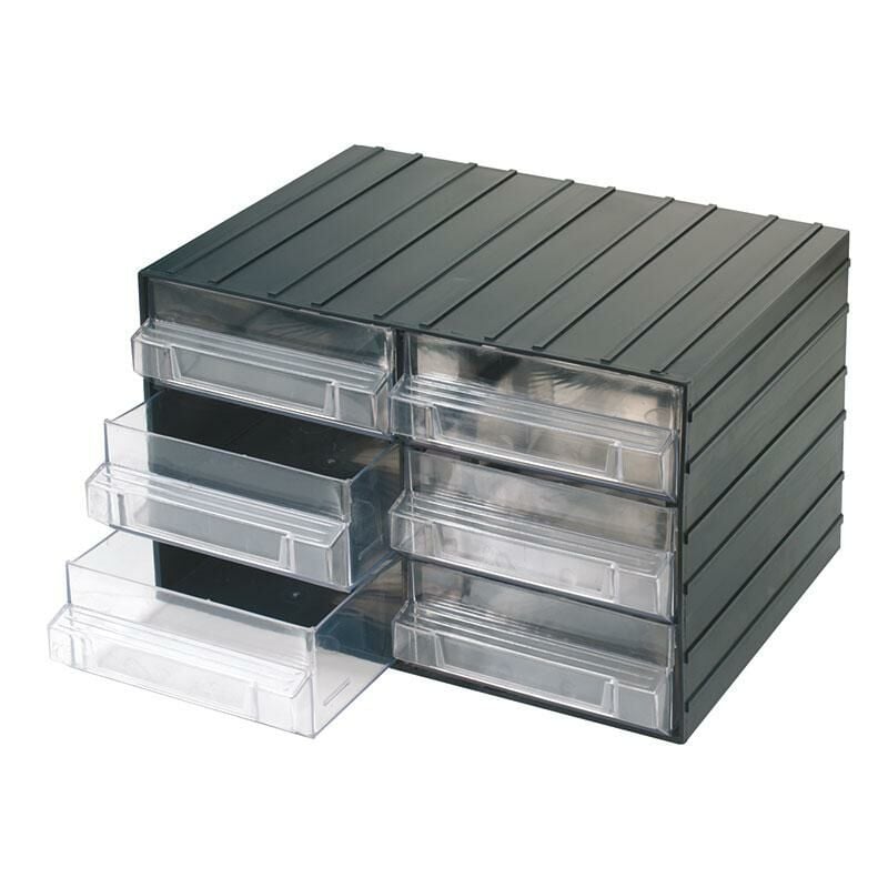 foto del prodotto cassettiera con 6 cassetti estraibili trasparenti portaminuteria fervi c080 6