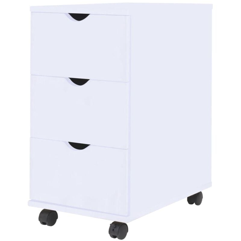 foto del prodotto cassettiera con cassetti con ruote in legno comodino vari colori colore bianco