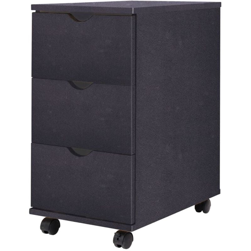 foto del prodotto cassettiera con cassetti con ruote in legno comodino vari colori colore nero