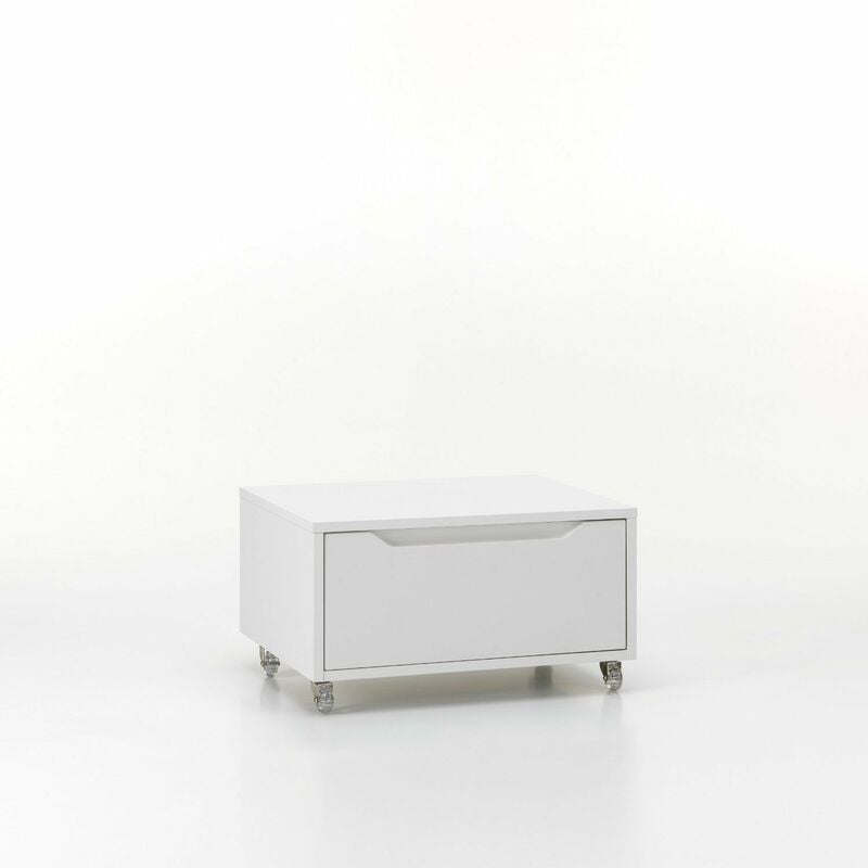foto del prodotto cassettiera con ruote 1 cassetto 60x45x32 cm in legno tft belsk bianco opaco
