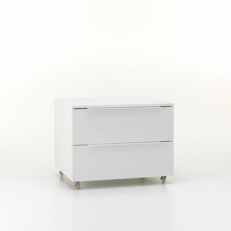 foto del prodotto cassettiera con ruote 2 cassetti 70x52x57 cm in legno tft kato bianco opaco