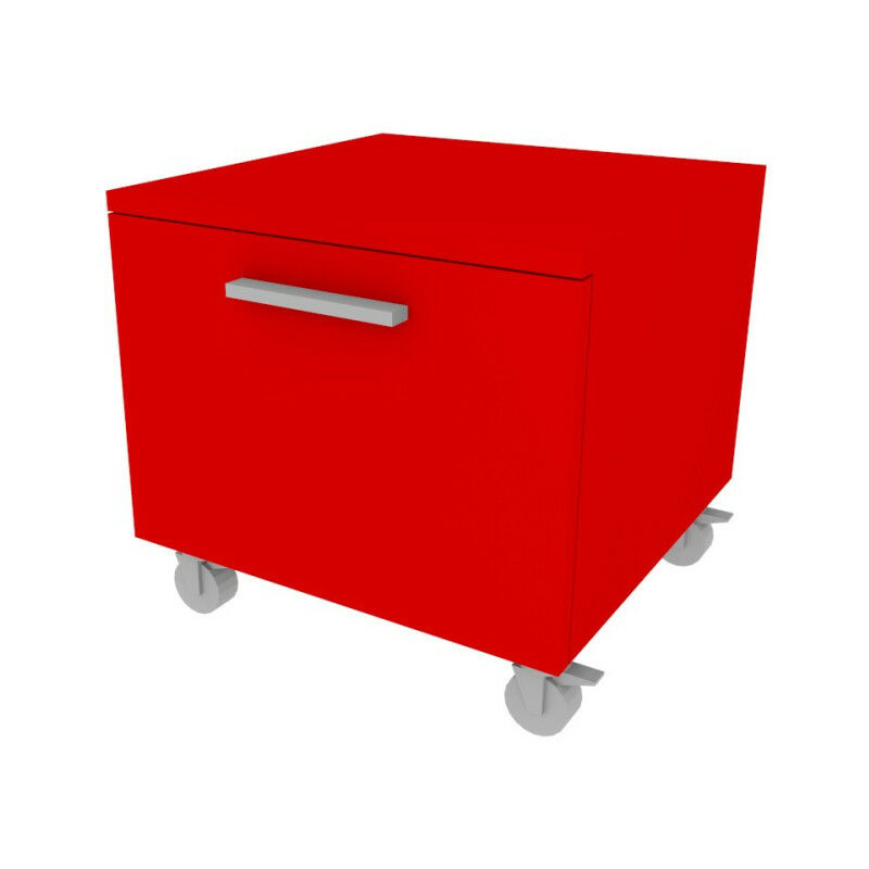 foto del prodotto cassettiera con ruote design moderno per cameretta e ufficio rosso