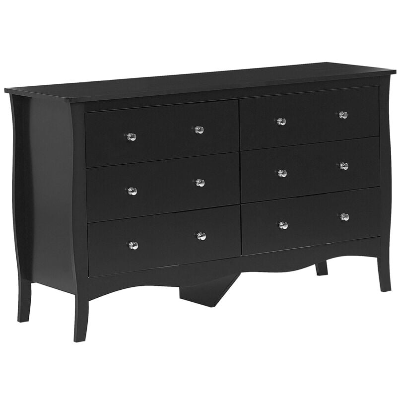foto del prodotto cassettiera credenza nera con 6 cassetti 75 x 130 cm soggiorno camera da letto ingresso armadio moderno stile francese